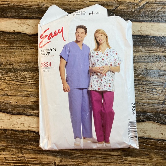 McCall’s stitch n save sewing pattern #2834 men’s and misses pant and top - Picture 2 of 5